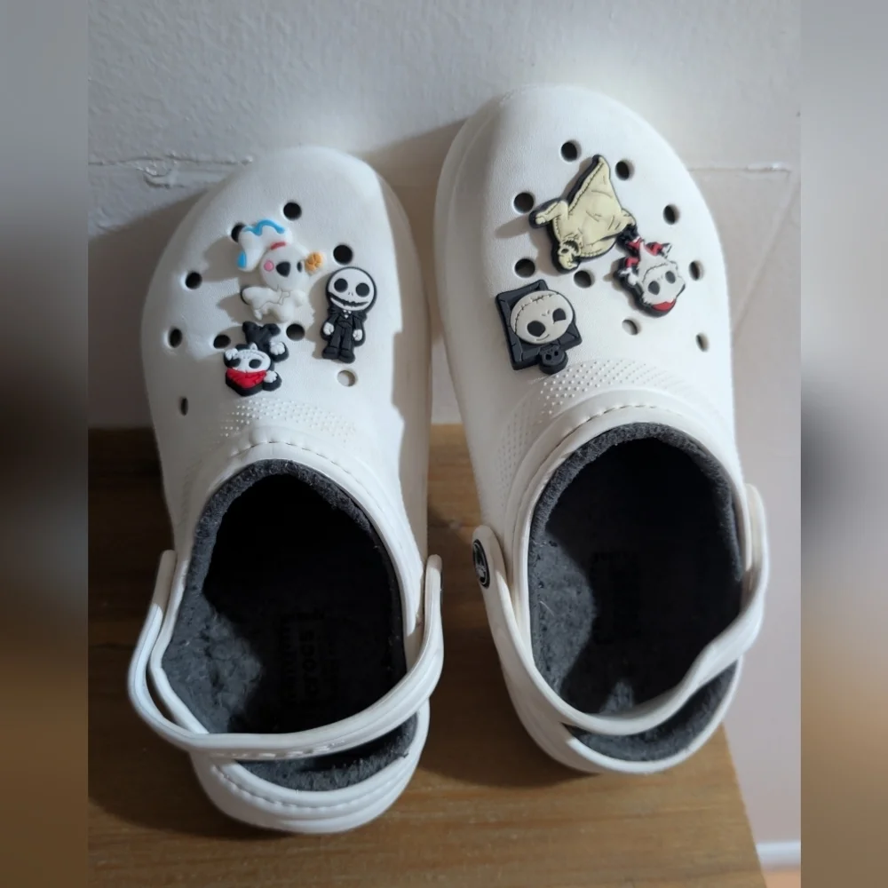 CROCS Kids White Slippers with Character Charms The Nightmare Before Christmas